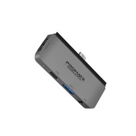 Promate USB-C Hub, 4-in-1 Multi-Media Type-C Adapter with 100W USB-C Power Delivery Port, High-Definition 4K Display, USB 3.0 Port and 3.5mm AUX Port for MacBook Pro/Air, iOS, Windows, PadHub-Pro