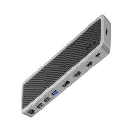 موزع Promate ApexHub-MST متعدد الشاشات USB-C - محطة إرساء 13 في 1 مع منفذ HDMI مزدوج بدقة 4K + منفذ DisplayPort، وشبكة إيثرنت بسرعة 1000 ميجابت في الثانية، وبطاقة SD/TF، وAUX، وتوصيل الطاقة