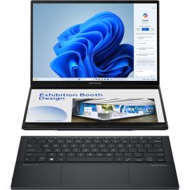 ASUS ZenBook Duo UX8406CA Laptop Intel Core Ultra 7 255H Processor 32GB RAM 1TB SSD Storage Intel Arc Graphics 14 inch 3K OLED Touch Screen Display English Arabic Keyboard Grey Operating System Windows 11  