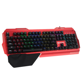 Meetion MK20 Mechanical Gaming Keyboard RGB Backlit, Blue Switches, Anti-Ghosting, Wired, Full-Size, Ergonomic Design, Durable Keycaps, Red