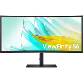 SAMSUNG View Finity Monitor S6 34 inch UWQHD VA Display 3,440 x 1,440 Refresh Rate 100Hz Response Time 5 ms 1000R Curvature Built-In Speaker KVM Switch FreeSync Technology Display Port HDMI Black  