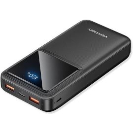 Vention Power Bank, 20000mAh Battery Capacity  Micro-USB + USB-C + USB-A + USB-A Interface, LED Display, 22.5W/20W PD Wide Compatibility, Black