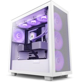 NZXT H7 Flow V1 RGB ATX Mid Tower Gaming Case with RGB Fans White