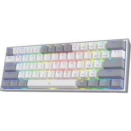 Redragon K617 FIZZ 60% Wired RGB Gaming Keyboard, 61 Keys Compact Mechanical Keyboard w/ White & Grey Mixed-Colored Keycaps, Linear Red Switch, Pro Driver Support