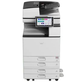 RICOH IM3500 Black and White Laser Multifunction Printer, Prints up to 35 ppm, copy, scan, fax, 1200x1200 dpi max print resolution, 2 TRAY,CABINET,TONER, SPDF, White