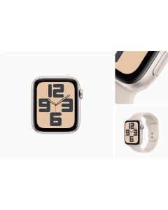 ساعة Apple Watch Series SE بهيكل من الألومنيوم مقاس 40 مم مع حزام رياضي (الجيل الثاني) GPS-Starlight