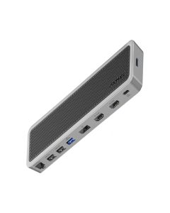 موزع Promate ApexHub-MST متعدد الشاشات USB-C - محطة إرساء 13 في 1 مع منفذ HDMI مزدوج بدقة 4K + منفذ DisplayPort، وشبكة إيثرنت بسرعة 1000 ميجابت في الثانية، وبطاقة SD/TF، وAUX، وتوصيل الطاقة