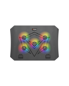 Meetion CP3030 Gaming Cooling Pad , 370x265x32mm, 4-Level Height Adjustable, Dual USB Ports, 5-Fan Rapid Cooling, RGB Backlit, for 9–15.6" Laptops