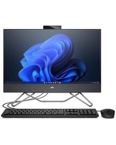 جهاز HP All-in-One 24 مع معالج إنتل كور i5 1235U، ذاكرة RAM بسعة 8 جيجابايت، تخزين SSD بسعة 512 جيجابايت، بطاقة رسومات NVIDIA MX450 بسعة 2 جيجابايت، شاشة تعمل باللمس FHD بحجم 23.8 بوصة، لوحة مفاتيح وفأرة USB، اللون أسود، نظام التشغيل (ويندوز 11 معدل)