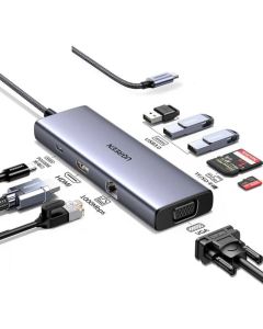 UGREEN 9-in-1 Adapter USB Hub to 3x USB-A , HDMI, VGA, RJ45, SD/TF, AUX, PD