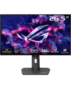 شاشة أسوس ROG Strix للألعاب مقاس 27 بوصة بتقنية QHD WOLED بدقة 2560 × 1440 ومعدل تحديث 240 هرتز ووقت استجابة 0.03 مللي ثانية ومتوافقة مع FreeSync Premium وG-SYNC، باللون الأسود