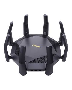موجه ASUS RT-AX89X 12-دفق AX6000 مزدوج النطاق WiFi 6 (802.11ax) يدعم تقنيتي MU-MIMO و OFDMA، مع أمان الشبكة AiProtection Pro المدعوم من Trend Micro و QoS التكيفي.