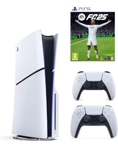 Sony PlayStation 5 Slim Disc with Extra Dualsense White Controller and FC25 PS5 - TRA Version