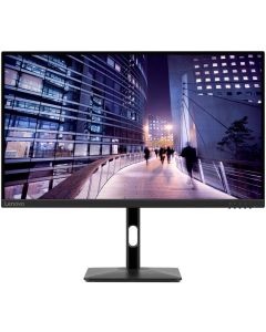 شاشة لينوفو N27p 4K UHD IPS مقاس 27 بوصة، 3840 × 2160، معدل تحديث يصل إلى 62 هرتز، وقت استجابة 4 مللي ثانية، إضاءة خلفية WLED مع مكبرات صوت 3 وات × 2، لون أسود غامق