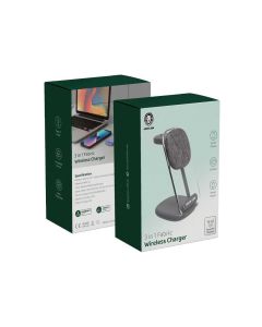 Green Lion 3 in 1 Fabric Wireless Charger 15W-Gray