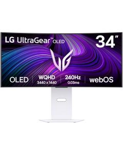 LG UltraGear 34GX90SA-W 34" OLED Curved Gaming Monitor – WQHD 3440x1440, 240Hz, 0.03ms GtG, NVIDIA G-SYNC & AMD FreeSync Premium, DisplayHDR True Black 400, USB-C 65W PD, webOS Smart Features
