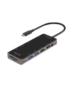 Promate USB-C Hub, 11-in-1 Type-C Multi-Port Adapter with 100W USB-C Power Delivery, 4K HDMI, 1080 VGA Port, RJ45 Port, AUX, TF/SD Card Slot and 4 USB Ports for MacBook Pro, MacBook Air, XPS, PrimeHub-Pro