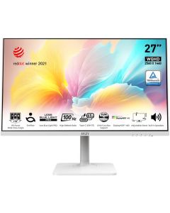 شاشات إنتاجية الأعمال الحديثة إم إس آي MD272QXPW مقاس 27 بوصة WQHD IPS، دقة 2560 × 1440، معدل تحديث 100 هرتز، وقت استجابة 1 مللي ثانية، شاشة ملونة 1.07B، لون أبيض