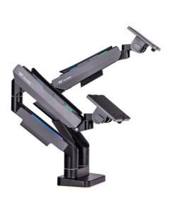 ذراع مراقبة Thermaltake Dual RGB Gas‑Spring (GEA‑MSR‑DMSBLK‑01) - دعم 2×35 بوصة، وزن 20 كجم/الذراع، 16.8 مليون وضع RGB