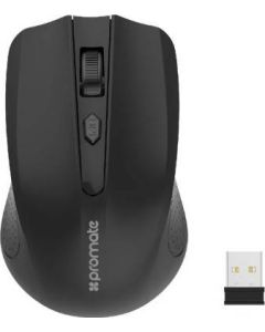 Promate Clix-8 2.4GHz Wireless Ergonomic Optical Mouse – 800/1200/1600 DPI Adjustable, Nano USB Receiver, Auto-Sleep Function, Plug & Play, Black – Model CLIX-8.BLK