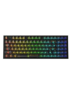 Redragon K658CTB-RGB-PRO Wireless RGB Gaming Keyboard, 94 Keys, Tri-Mode Connectivity (USB-C, Bluetooth 3.0/5.0, 2.4GHz), Full-Transparent Design, Hot-Swappable Sockets, Sound-Absorbing Foam, Crystal Keycaps, Custom Mechanical Switches