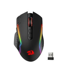 ماوس ألعاب لاسلكي Redragon M810RGB-PRO، وضع مزدوج، 10000 نقطة في البوصة، 8 أزرار قابلة للبرمجة، مفتاح إطلاق سريع، بطارية تدوم 45 ساعة، إضاءة خلفية RGB، أسود