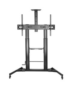 SkillTech SH666TB Height Adjustable TV Cart Floor Stand, Black, Compatible with 60" to 100" Screens